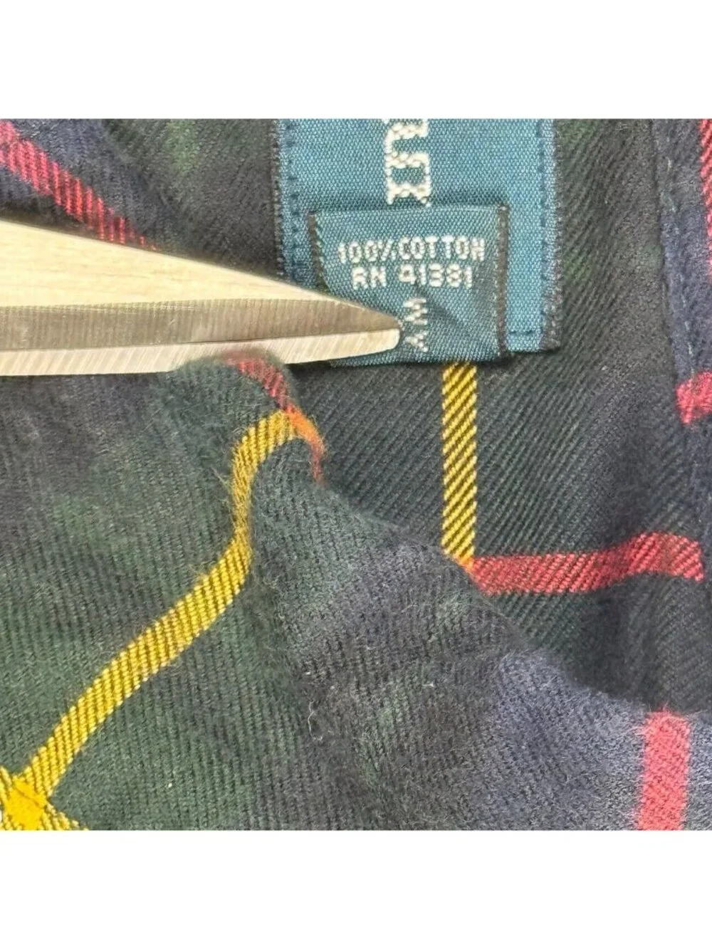 VTG Polo Ralph Lauren Men's 100% Cotton Work Shirt Green/Black Plaid • Large